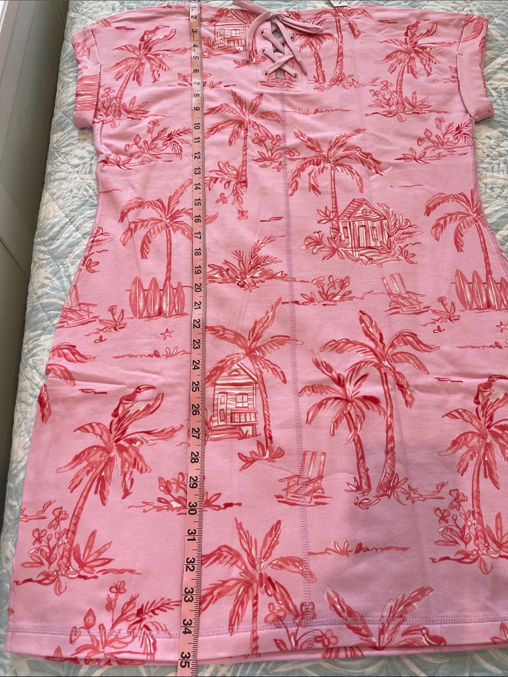 Talbots Pink Palm-Print Lace-Up Casual Dress NWT, unopened - Picture 3 of 3